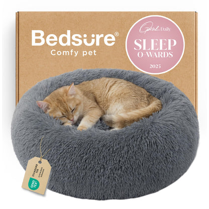 Bedsure Calming Small Medium Dog Bed Donut Washable Puppy Bed,27ins Camel