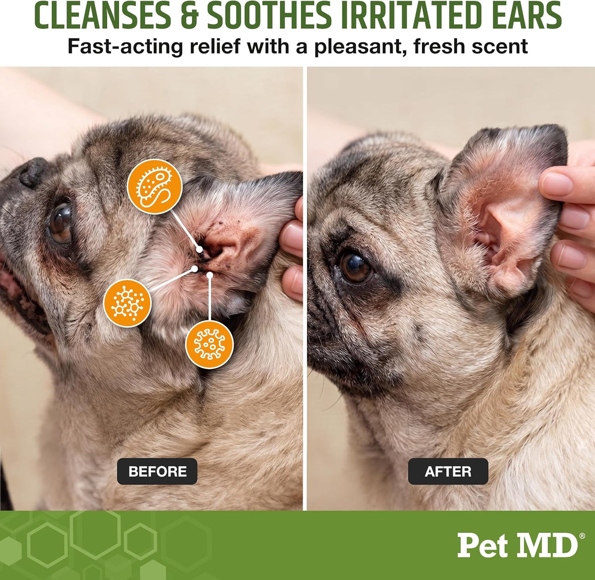 Pet MD Dog Ear Cleaning Wipes – Otic Cleanser for Dogs - 100 ct