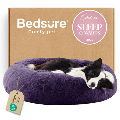Bedsure Calming Small Medium Dog Bed Donut Washable Puppy Bed,27ins Camel