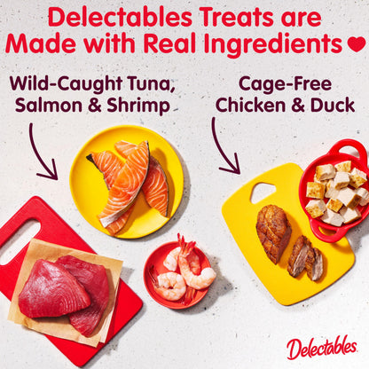 Delectables Squeeze Up Variety Pack, Creamy Squeezable Puree, Lickable Wet Cat Treats, Grain Free, No Added Fillers, No by-Products, No Added Preservatives, 0.5 Ounces Tube, 20 Tubes Total