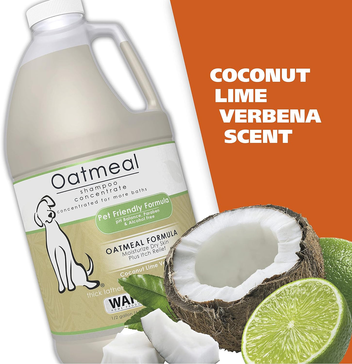 Wahl USA Dry Skin & Itch Relief Pet Shampoo for Dogs – Oatmeal Formula with Coconut Lime Verbena Scent & Pet Friendly Formula, 24 Oz - Model 820004A