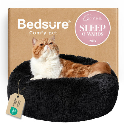 Bedsure Calming Small Medium Dog Bed Donut Washable Puppy Bed,27ins Camel