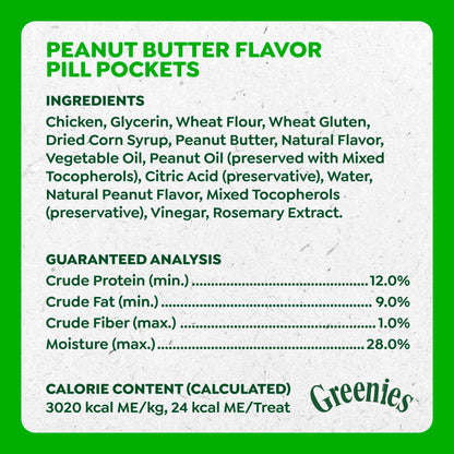 Greenies Pill Pockets Large Size Dog Treats, Peanut Butter, 15.8 oz