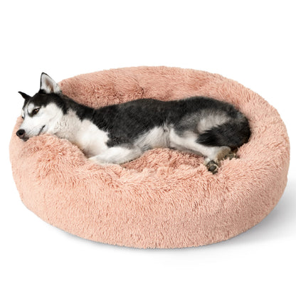 Bedsure Calming Small Medium Dog Bed Donut Washable Puppy Bed,27ins Camel