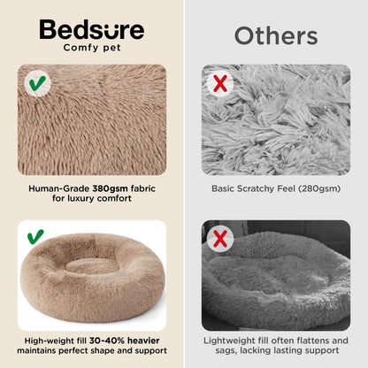 Bedsure Calming Small Medium Dog Bed Donut Washable Puppy Bed,27ins Camel
