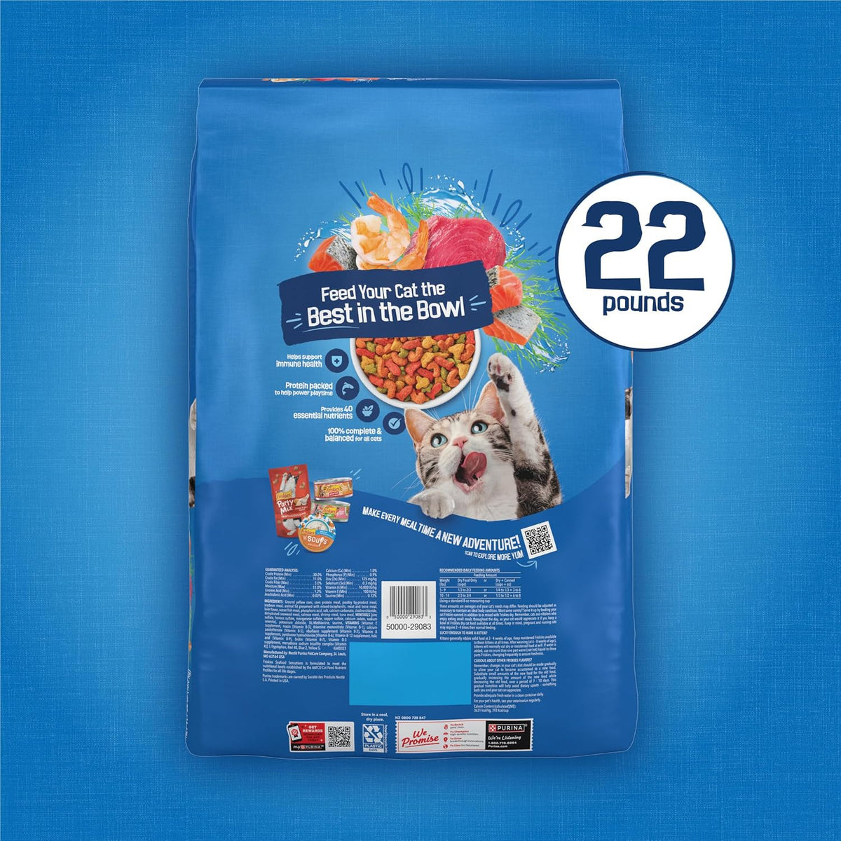 Friskies Purina Seafood Sensations Dry Cat Food, 22 lb Bag