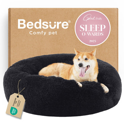 Bedsure Calming Small Medium Dog Bed Donut Washable Puppy Bed,27ins Camel