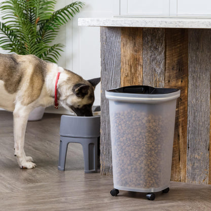 IRIS USA Dog Food Storage Container, Up to 10 lbs, Clear/Gray, Made in USA