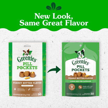 Greenies Pill Pockets Large Size Dog Treats, Peanut Butter, 15.8 oz
